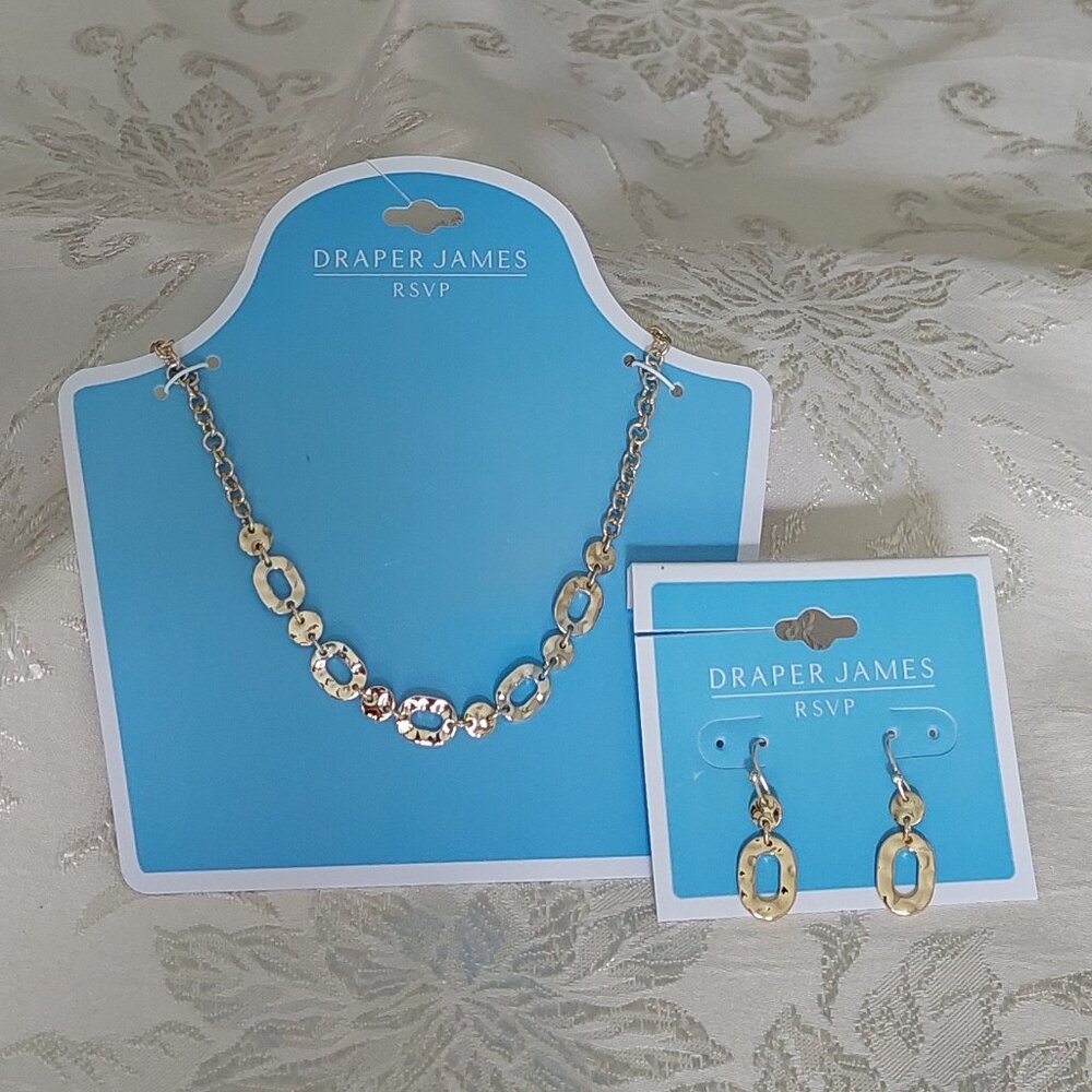New Draper James RSVP Gold Necklace & Matching Earrings Set